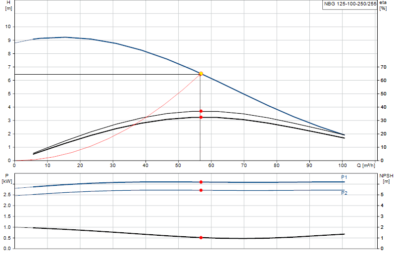 Curva di prestazione NBG 125-100-250/255