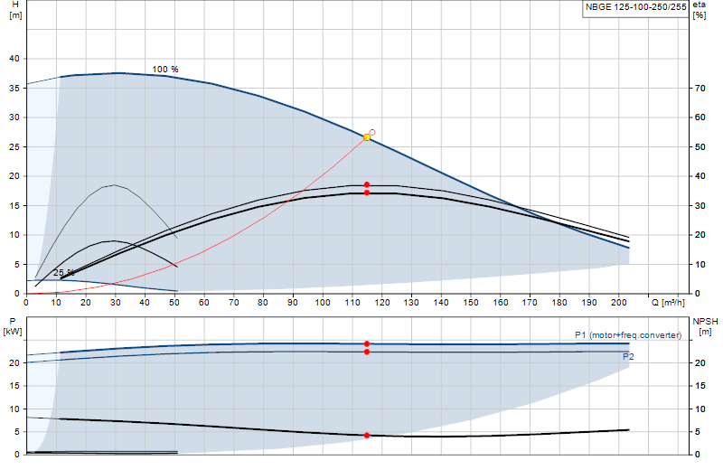 Performance curve NBGE 125-100-250/255