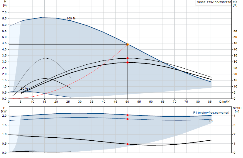 Curva di prestazione NKGE 125-100-250/230
