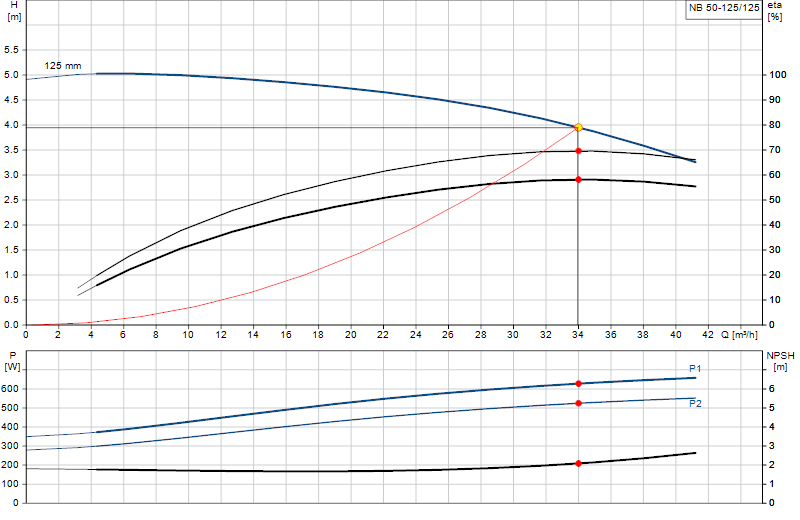 Curva di prestazione NB 50-125/125