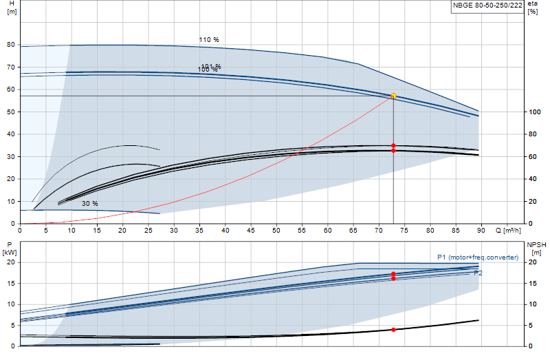 Curva di prestazione NBGE 80-50-250/222