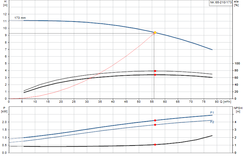 Curva di prestazione NK 65-210/173