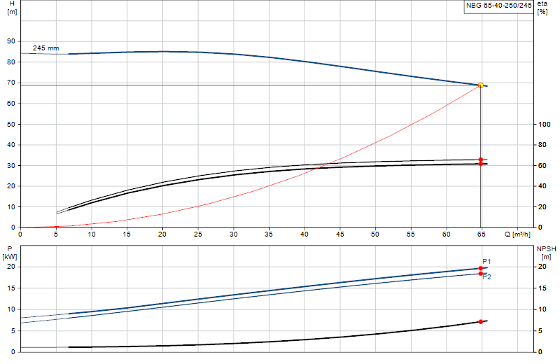 Performance curve NBG 65-40-250/245