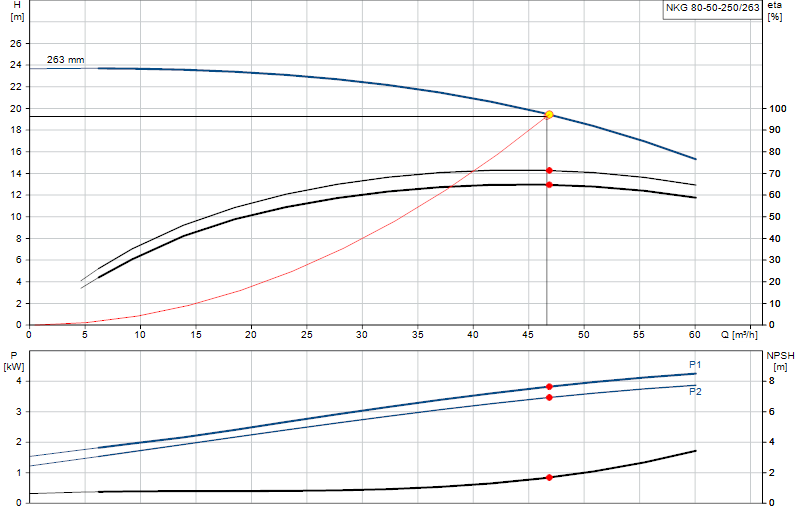 Performance curve NKG 80-50-250/263