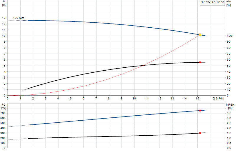 Curva di prestazione NK 32-125.1/100