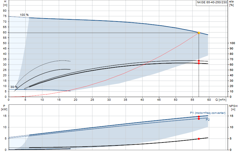 Curva di prestazione NKGE 65-40-250/230