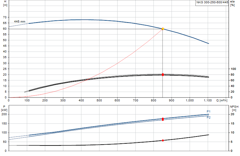 Curva di prestazione NKG 300-250-500/445