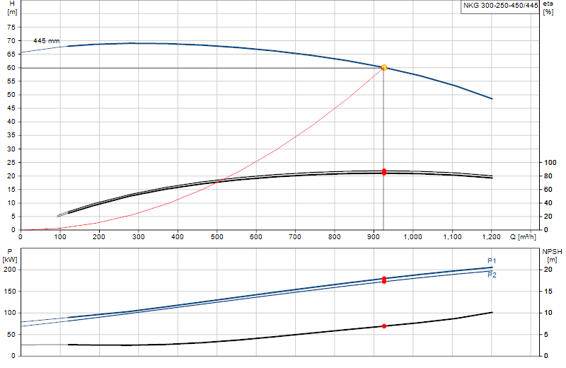 Curva di prestazione NKG 300-250-450/445