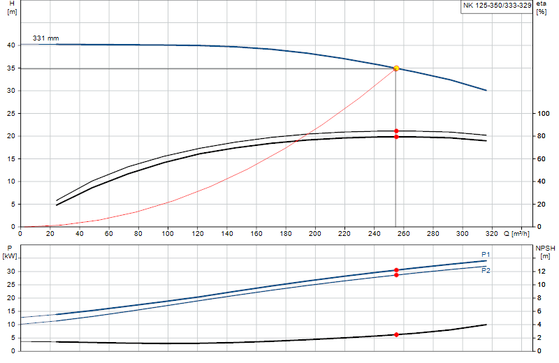 Curva di prestazione NK 125-350/333-329