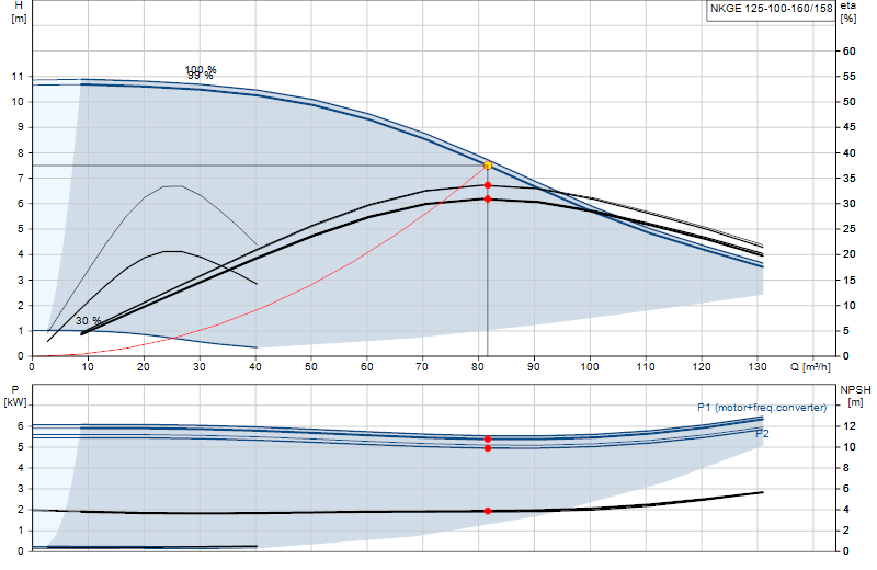 Curva di prestazione NKGE 125-100-160/158