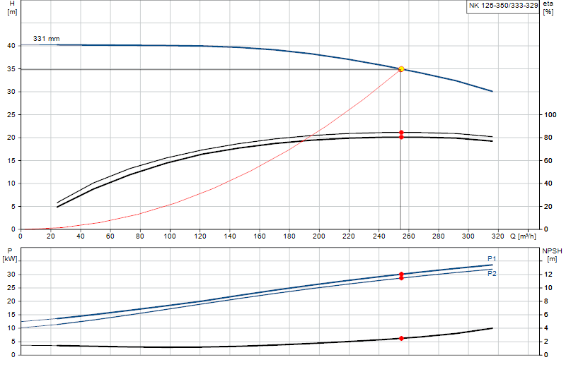 Curva di prestazione NK 125-350/333-329