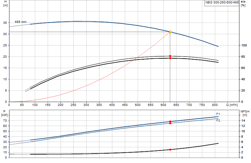 Curva di prestazione NBG 300-250-500/485