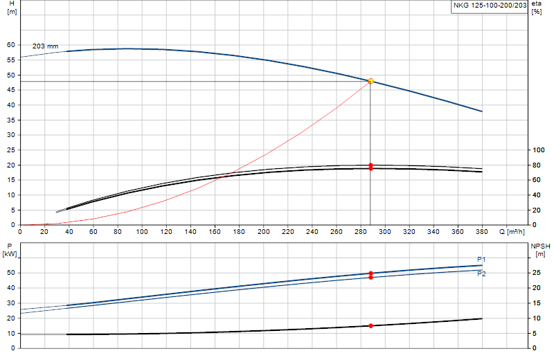 Curva di prestazione NKG 125-100-200/203