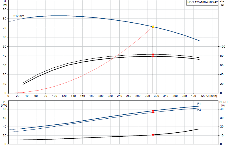 Curva de rendimiento NBG 125-100-250/242