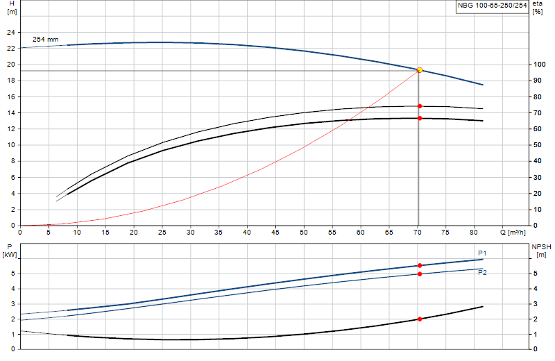 Performance curve NBG 100-65-250/254