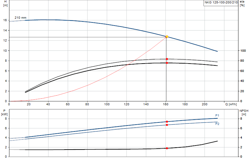 Performance curve NKG 125-100-200/210
