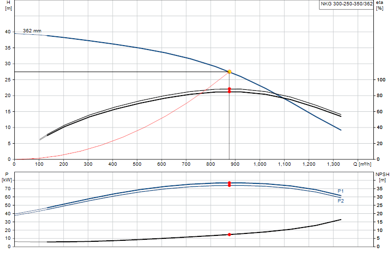 Performance curve NKG 300-250-350/362