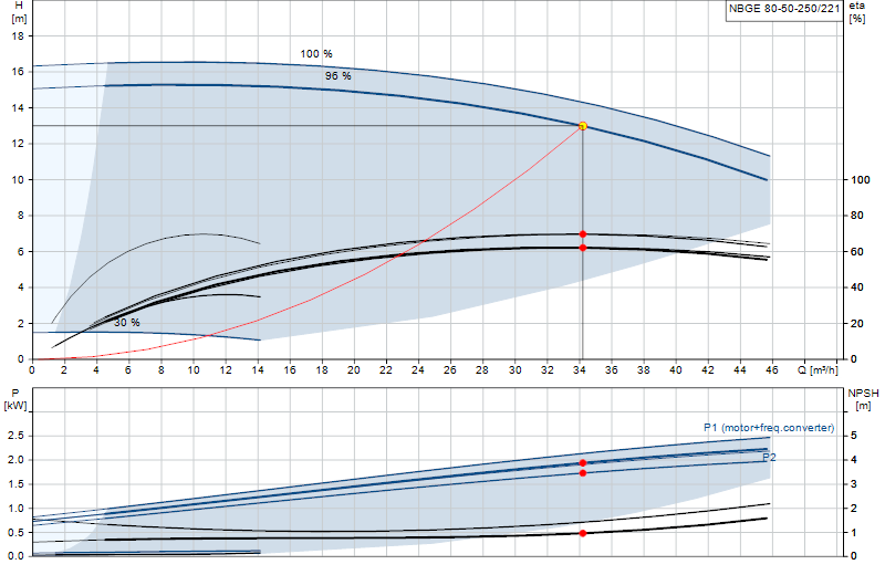 Curva di prestazione NBGE 80-50-250/221
