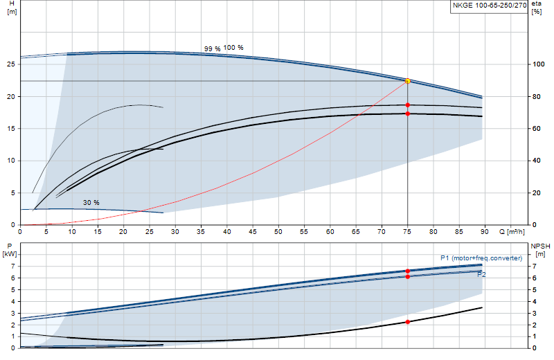 Curva de rendimiento NKGE 100-65-250/270