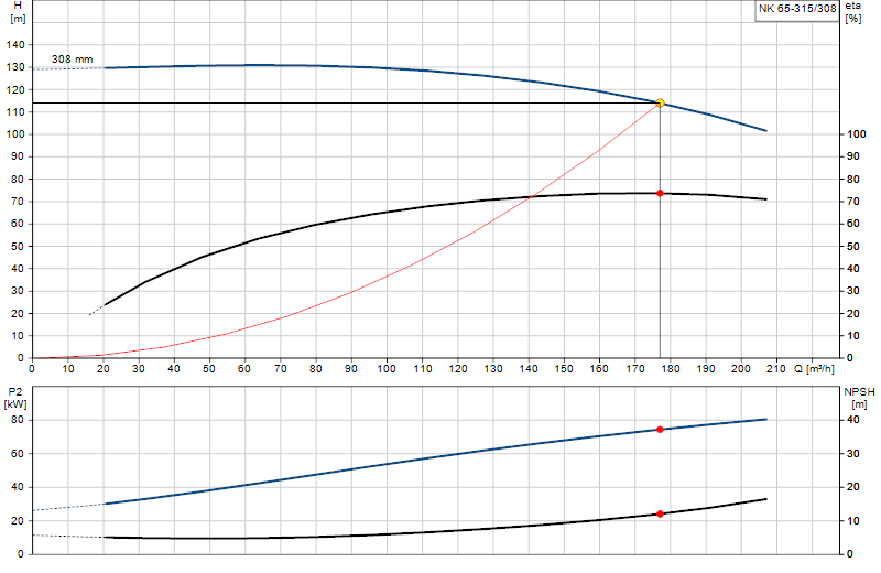 Curva de rendimiento NK 65-315/308