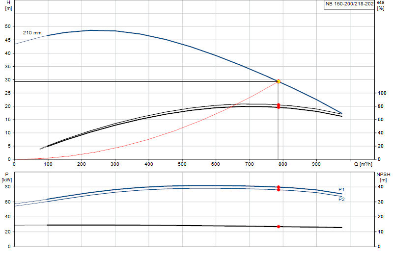 Curva di prestazione NB 150-200/218-202