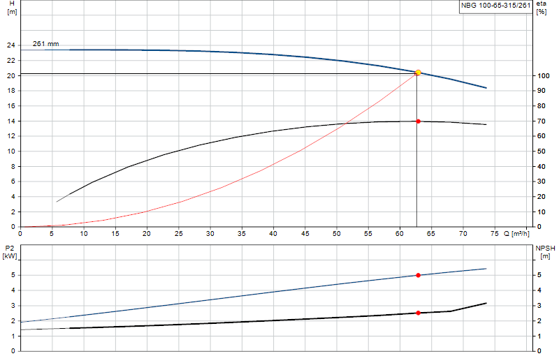 Performance curve NBG 100-65-315/261