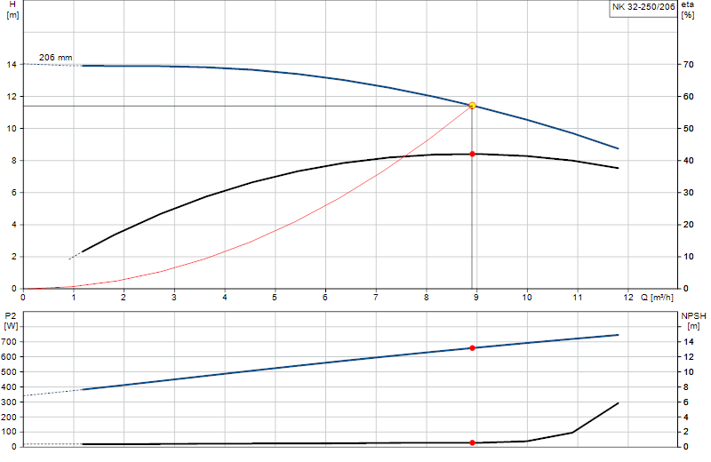 Curva di prestazione NK 32-250/206