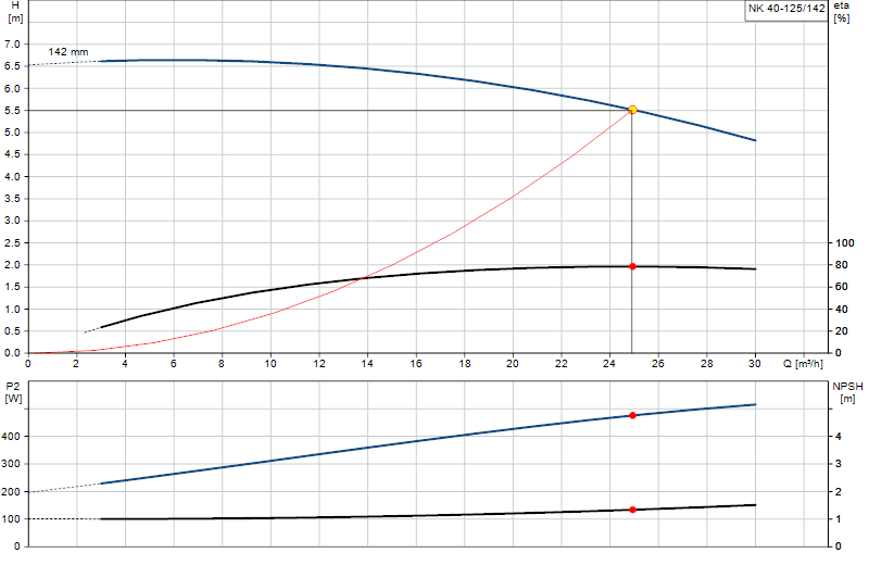 Curva de rendimiento NK 40-125/142