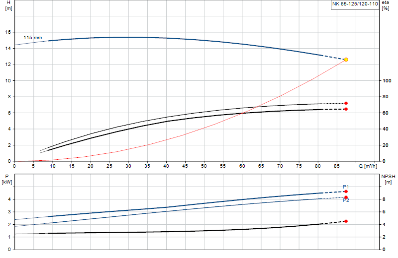Curva di prestazione NK 65-125/120-110