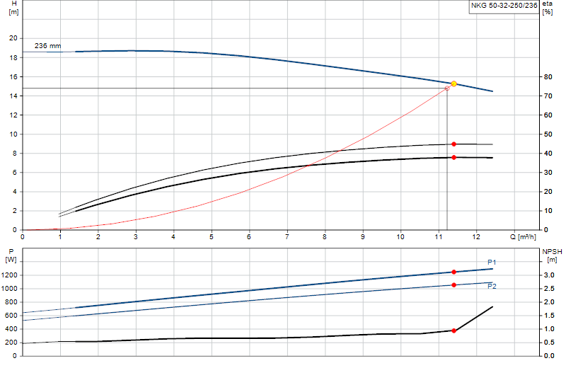 Performance curve NKG 50-32-250/236