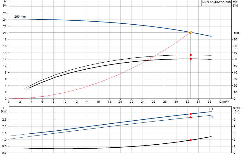Curva di prestazione NKG 65-40-250/260