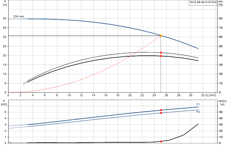 Performance curve NKG 65-40-315/334