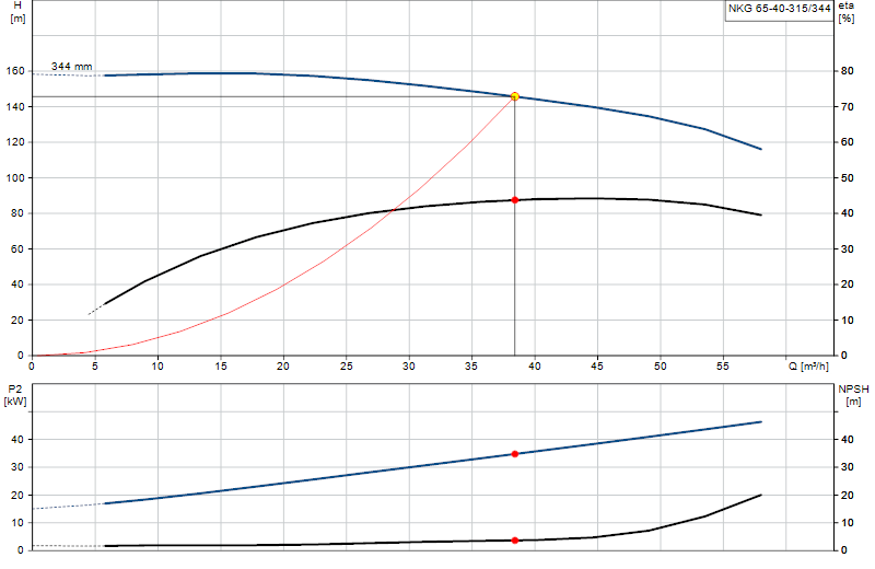 Performance curve NKG 65-40-315/344