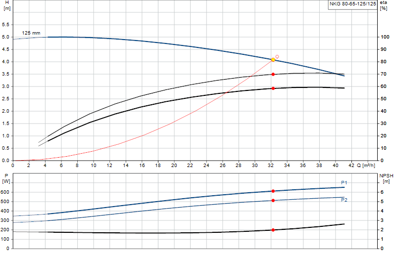 Courbe de performance NKG 80-65-125/125