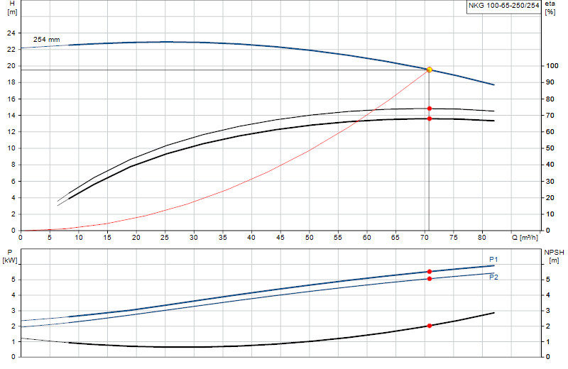 Curva di prestazione NKG 100-65-250/254