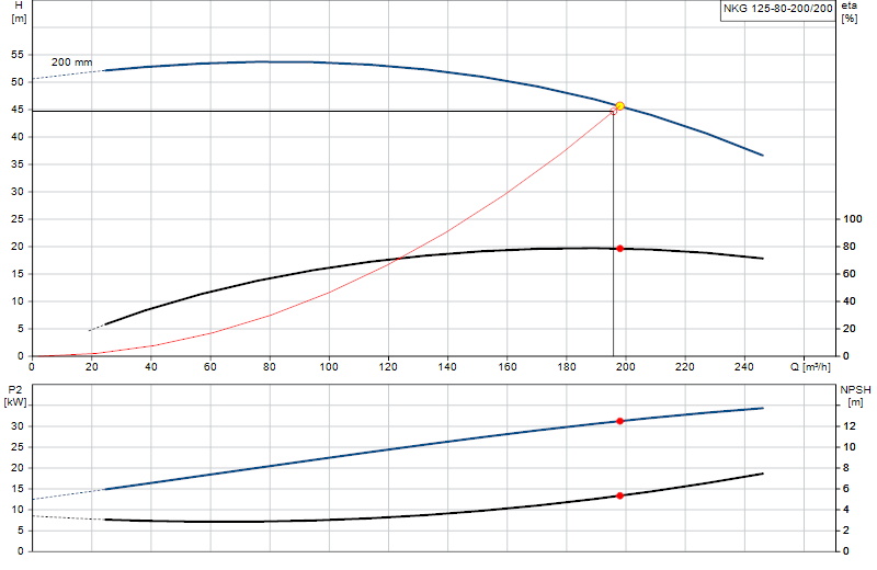 Curva di prestazione NKG 125-80-200/200