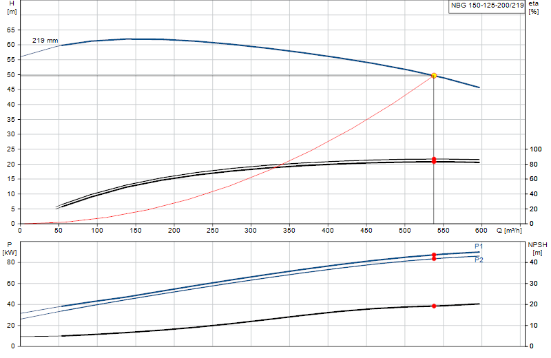 Curva di prestazione NBG 150-125-200/219