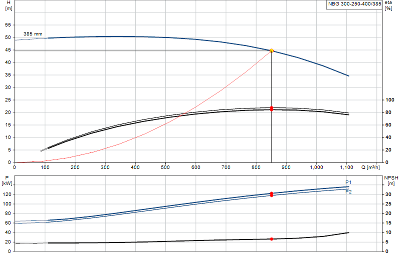 Curva di prestazione NBG 300-250-400/385