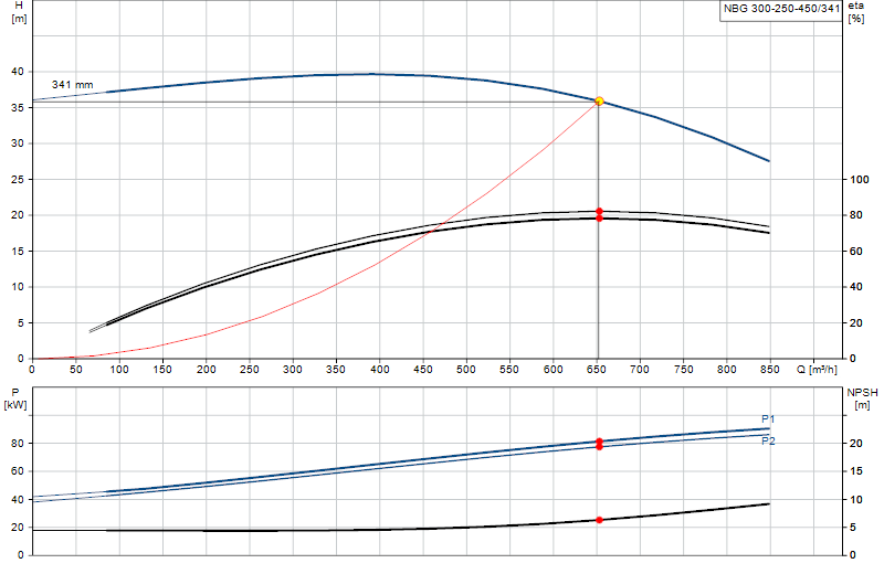 Curva de rendimiento NBG 300-250-450/341