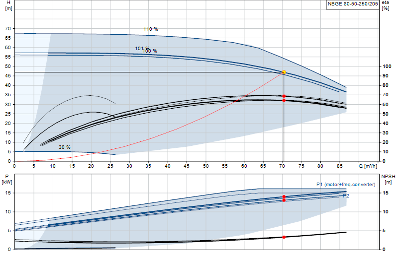 Curva di prestazione NBGE 80-50-250/205