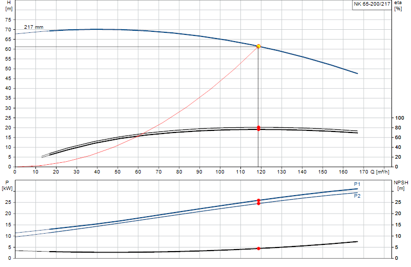 Performance curve NK 65-200/217