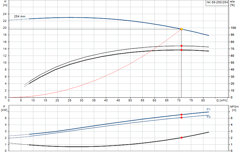 Curva di prestazione NK 65-250/254