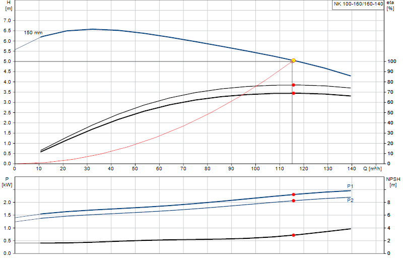 Curva de rendimiento NK 100-160/160-140