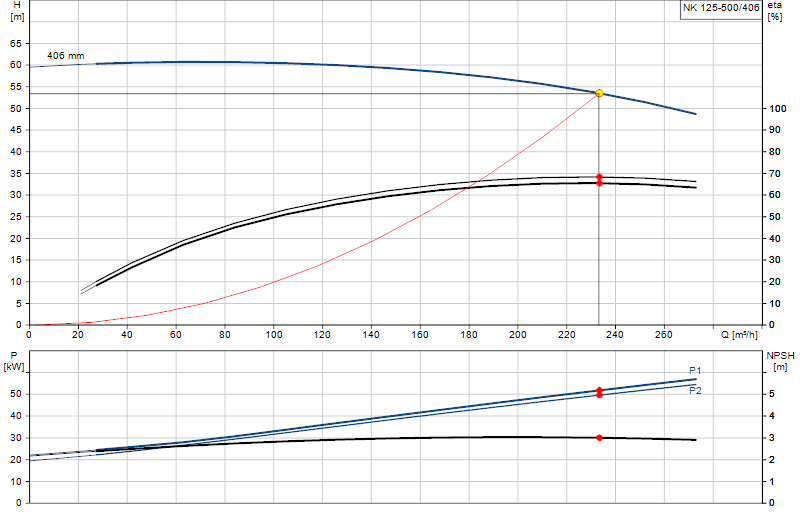 Curva de rendimiento NK 125-500/406