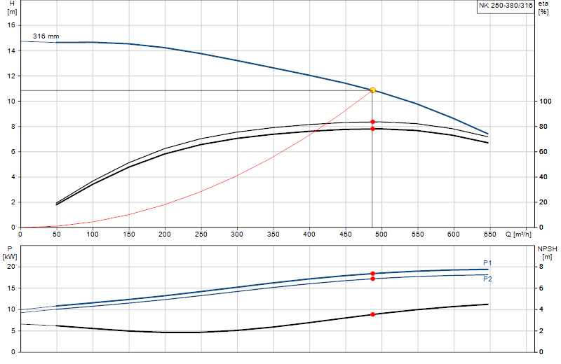 Curva di prestazione NK 250-380/316