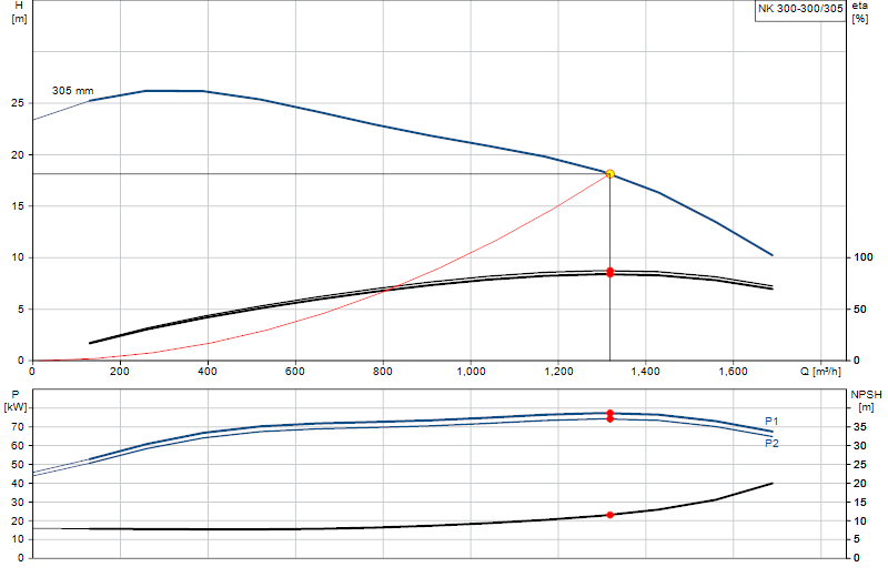 Curva de rendimiento NK 300-300/305