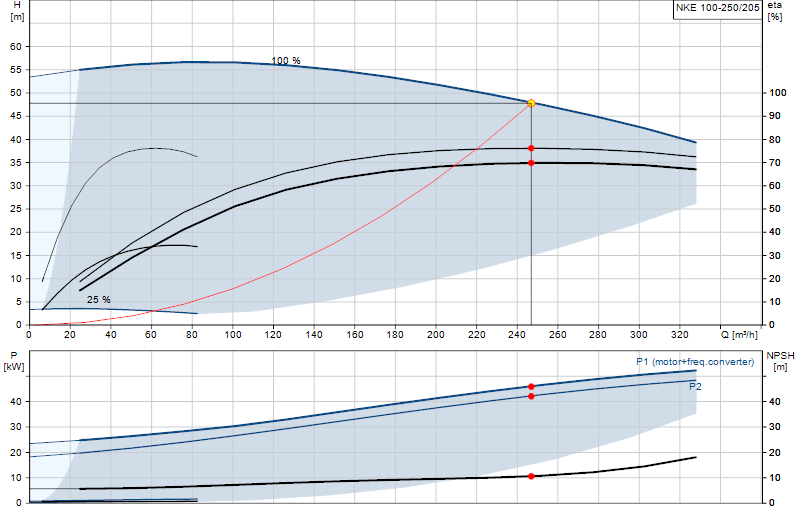Courbe de performance NKE 100-250/205