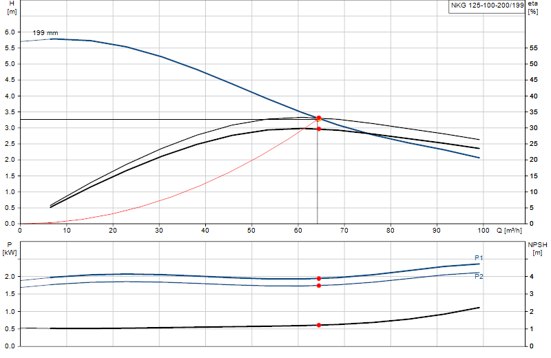Curva di prestazione NKG 125-100-200/199