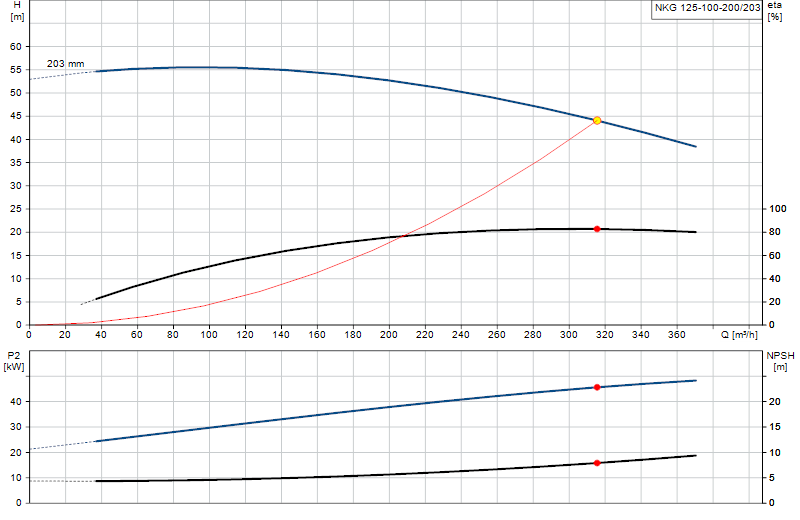 Curva di prestazione NKG 125-100-200/203