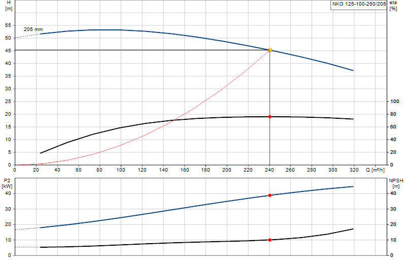 Performance curve NKG 125-100-250/205